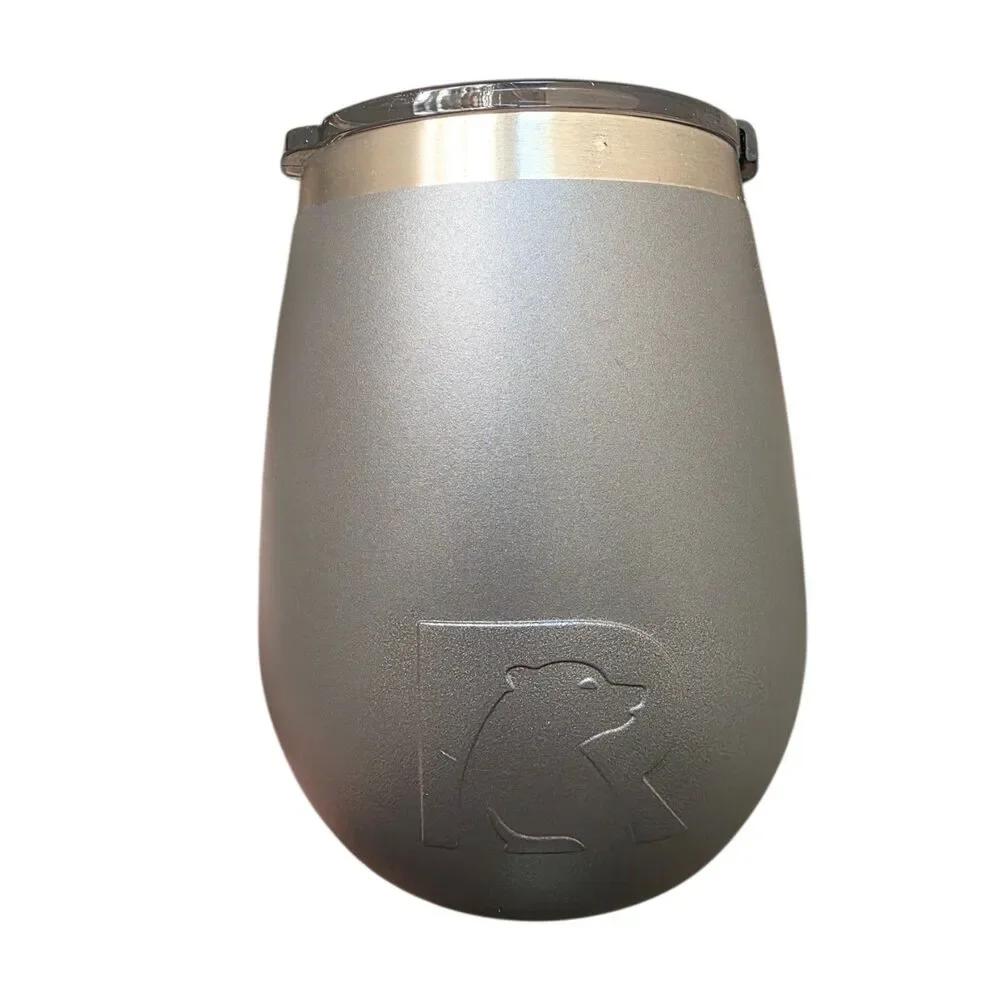 Rtic Rambler Wine Tumbler Stainless Steel w  Lid Gray Travel 10 oz Company Logo